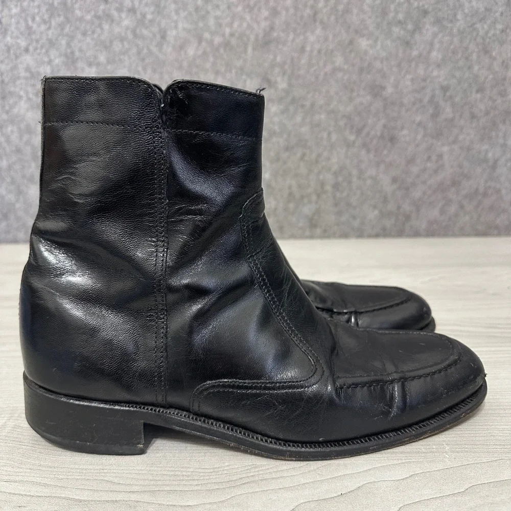 Florsheim Essex Moc Toe‎ Boots Mens 8.5 Black Leather Side Zip Ankle Dress